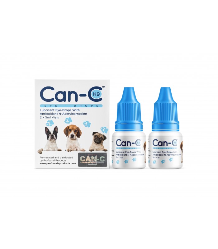 Can-C K9 Cataract Eye-Drops product packaging in white and blue